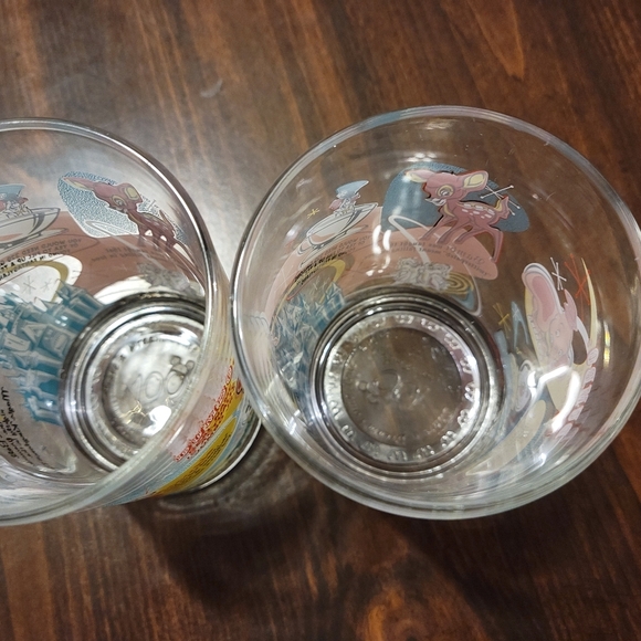 McDonalds 100 Years of Disney Glasses Set of 2 Pinocchio Tinkerbell Mickey Mouse - Picture 8 of 11